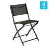 Flash Furniture Brazos Folding Chairs w/Black Flex Comfort Material Backs and Seats and Black Metal Frames, 4PK 4-TLH-SC-097-BLK-02-GG